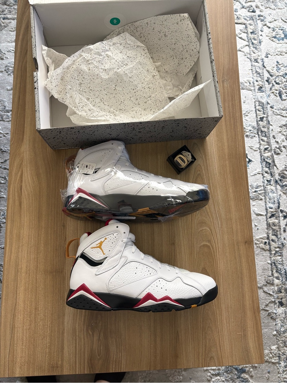 Air Jordan 7 “Cardinal” + 1997 Bulls Championship Ring